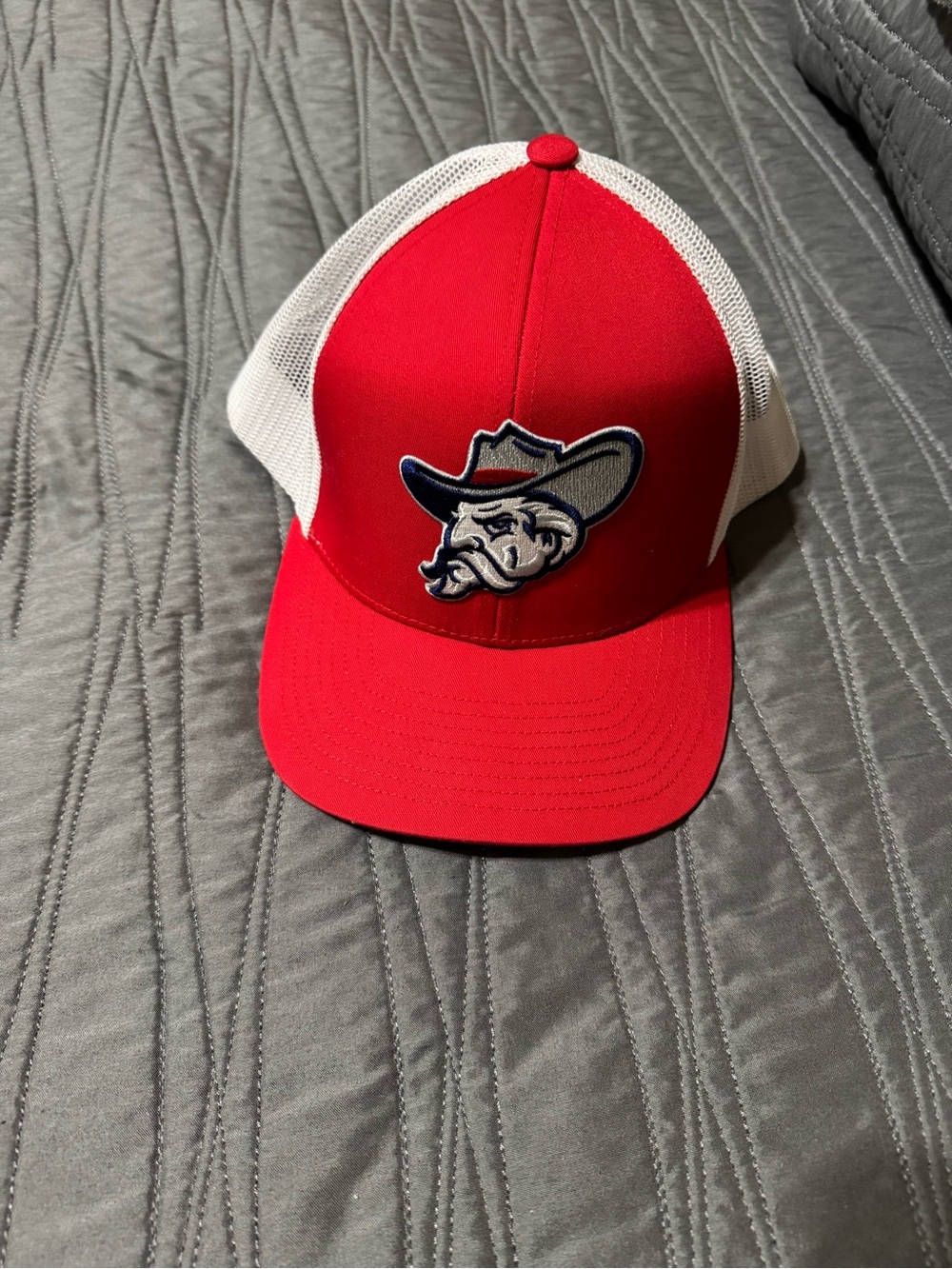 Red and White Adult Trucker Hat with Colonel Reb